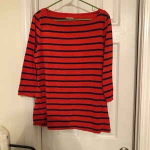 Orange and purple striped top